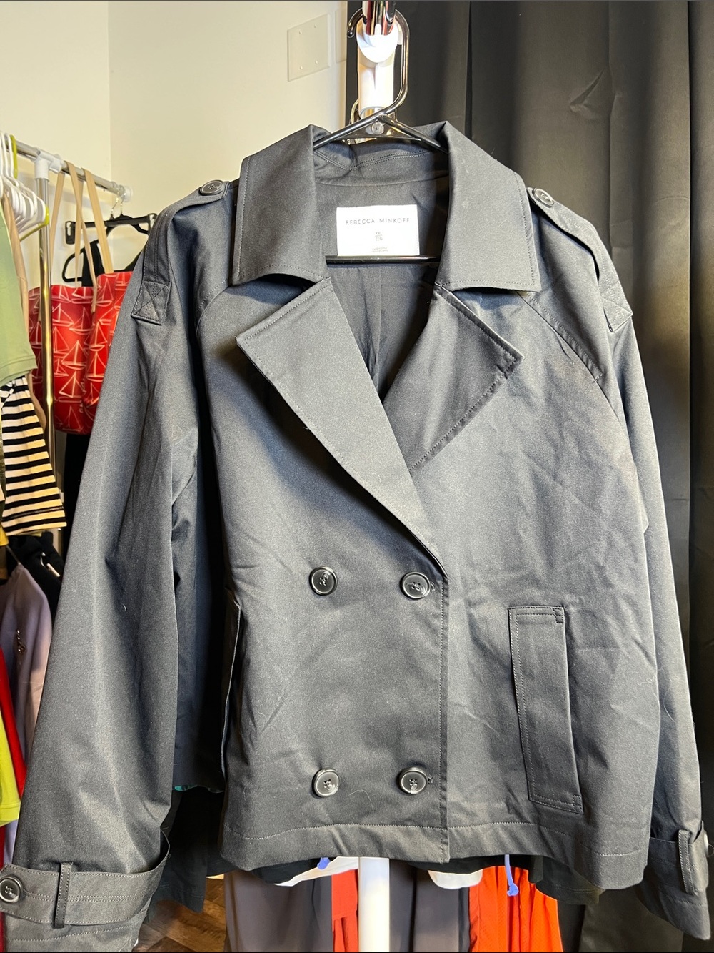 Rebecca Minkoff Black Double-Breasted Pea Coat